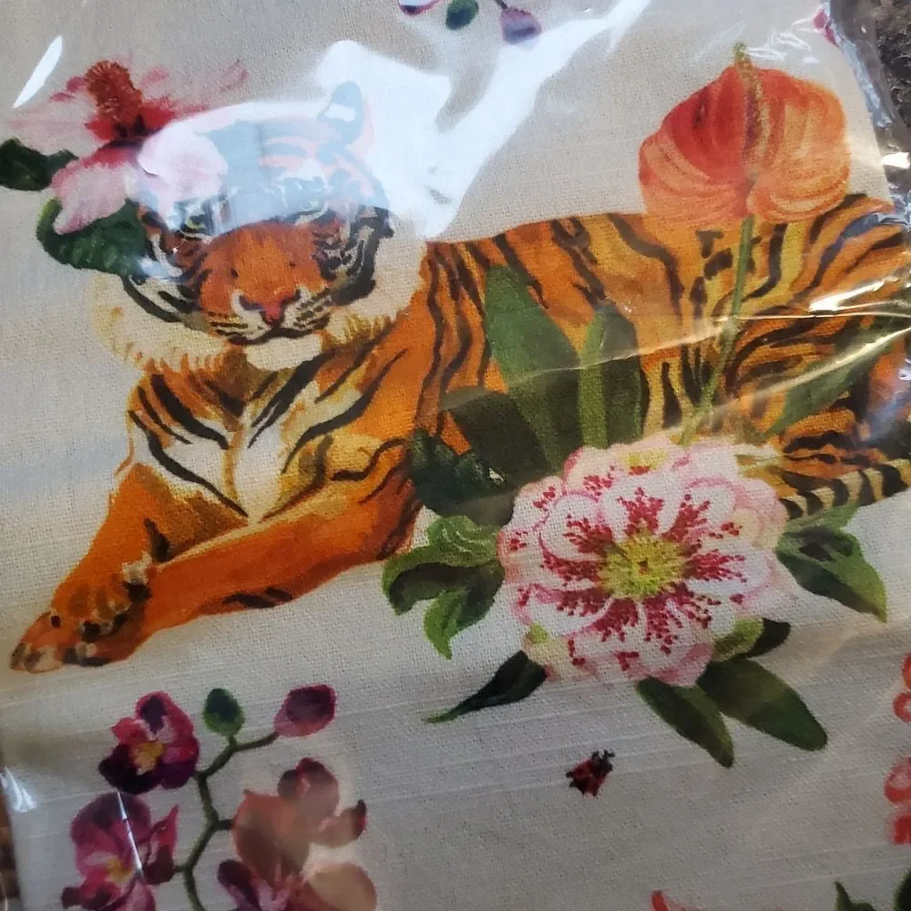 Anthropologie Tropical Tiger Print Dish Towel